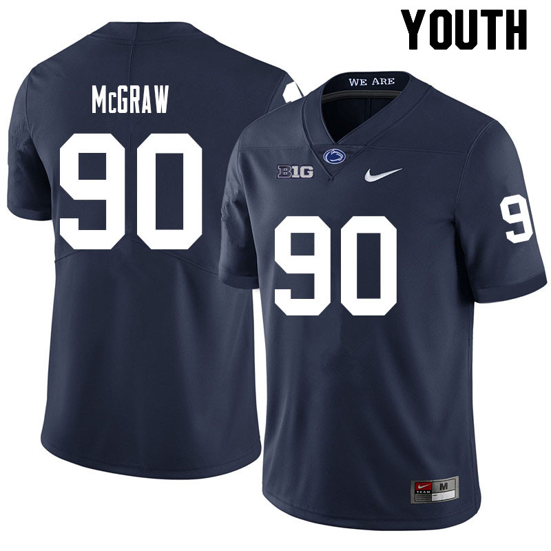 Youth #90 Rodney McGraw Penn State Nittany Lions College Football Jerseys Sale-Navy - Click Image to Close